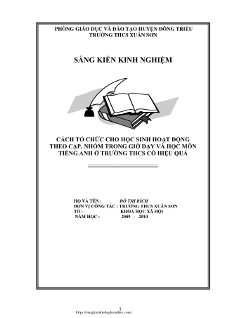 Tổ chức cho học sinh hoạt động theo cặp, nhóm trong giờ Tiếng Anh THCS hiệu quả