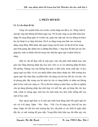 Phương pháp chữa lỗi trong loại bài Practice cho học sinh Lớp 6