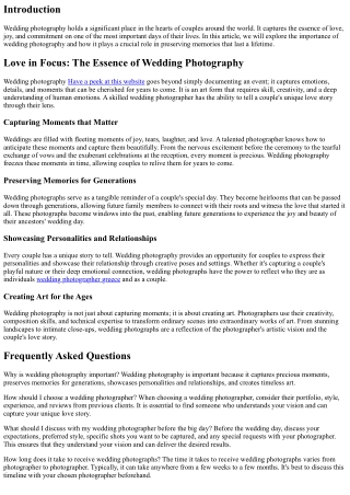 Love in Focus: The Importance of Wedding Photography