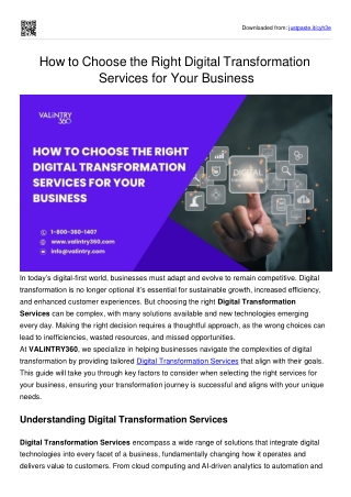 How to Choose the Right Digital Transformation Services for Your Business