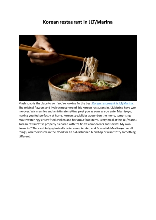 Korean restaurant in JLT Marina