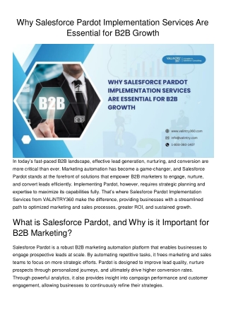 Why Salesforce Pardot Implementation Services Are Essential for B2B Growth