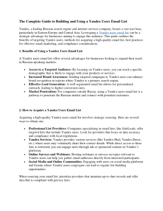 The Complete Guide to Building and Using a Yandex Users Email List