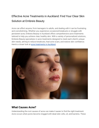 Effective Acne Treatments in Auckland