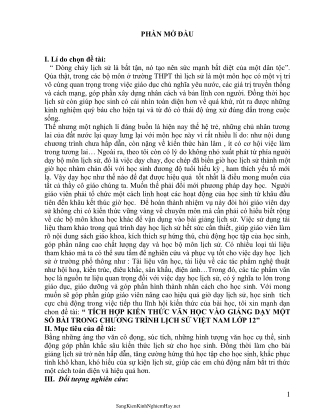 Tích hợp kiến thức văn học vào giảng dạy một số bài trong Lịch sử Việt Nam 12