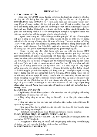 Giải pháp nâng cao chất lượng trong công tác bồi dưỡng HSG môn Sinh học ở THPT