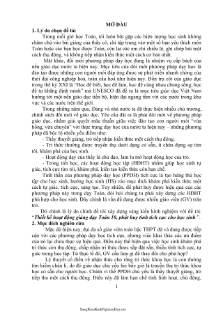 Thiết kế hoạt động giảng dạy Toán 10, phát huy tính tích cực cho học sinh