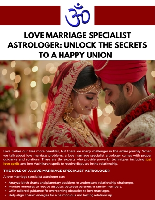 Love Marriage Specialist Astrologer: Unlock the Secrets to a Happy Union