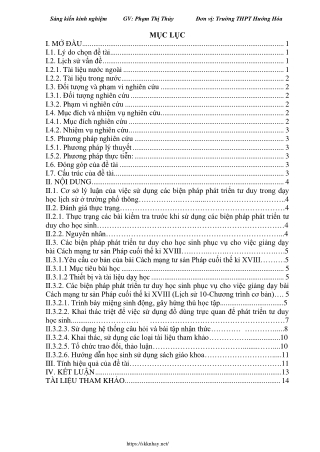 Các biện pháp phát triển tư duy học sinh phục vụ cho giảng dạy Lịch sử 10 cơ bản