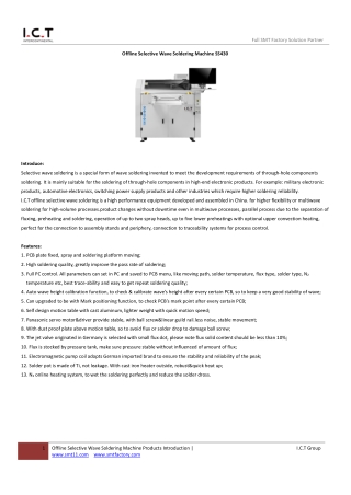 I.C.T Off-line Selective Wave Soldering Machine V1.7