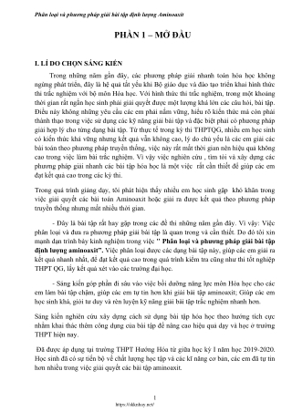 Phân loại và phương pháp giải bài tập định lượng Aminoaxit