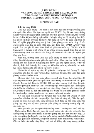 Vận dụng một số trò chơi thể thao quân sự vào giảng dạy có hiệu quả môn GDQPAN