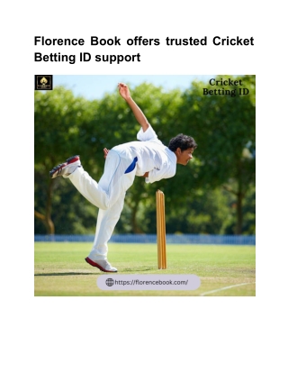 Florence Book offers trusted Cricket Betting ID support