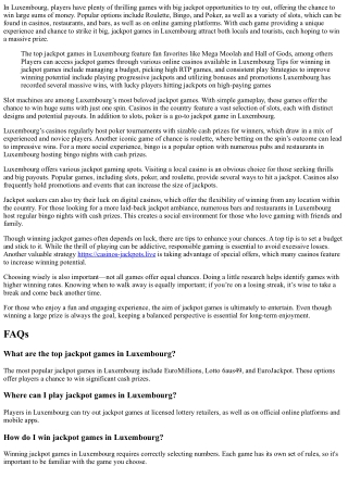 Luxembourg’s Ultimate Guide to Jackpot Games: Top Venues & Winning Tips