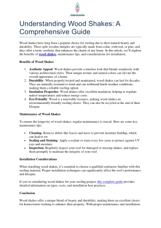Understanding Wood Shakes