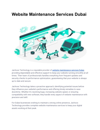Website Maintenance Services Dubai