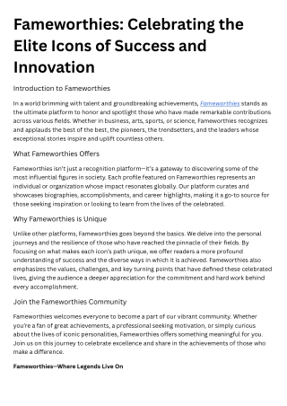 Fameworthies Celebrating the Elite Icons of Success and Innovation