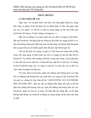 Ảnh hưởng của Facebook đối với ĐVTN học sinh trên địa bàn TP. Đông Hà
