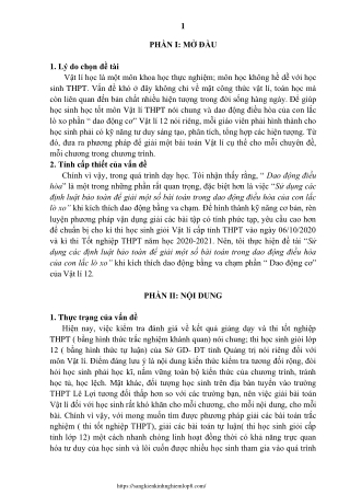 Sử dụng định luật bảo toàn giải bài toán dao động điều hòa của con lắc lò xo