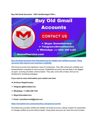 Buy Old Gmail Accounts - 100% Verified Aged, PVA a