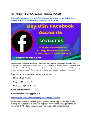 Top 19 Sites To Buy USA Facebook Accounts (PVA (1)