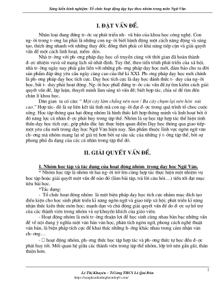 Tổ chức hoạt động dạy học theo nhóm trong môn Ngữ Văn