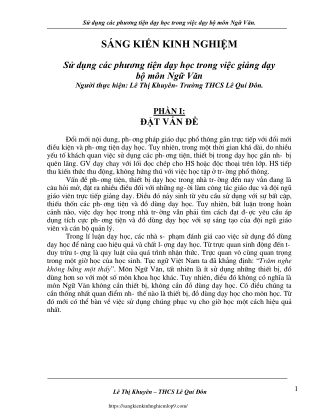 Sử dụng các phương tiện dạy học trong việc dạy bộ môn Ngữ Văn
