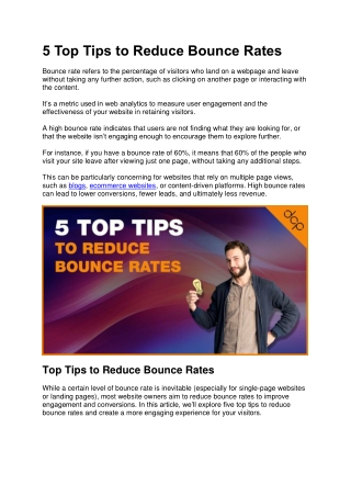 5 Top Tips to Reduce Bounce Rates - PDF