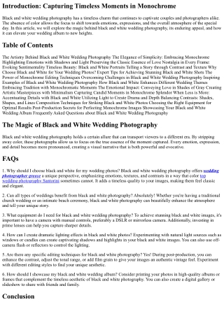 The Magic of Black and White Wedding Photography
