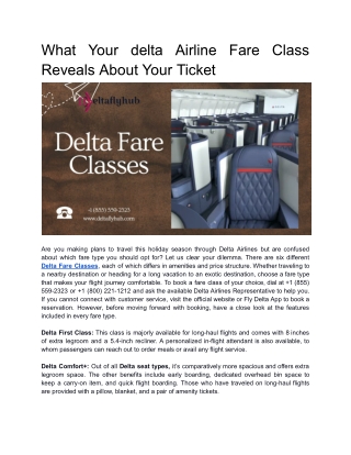 What Your delta Airline Fare Class Reveals About Your Ticket  _  1 (855) 559-2323