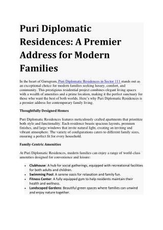 Puri Diplomatic Residences