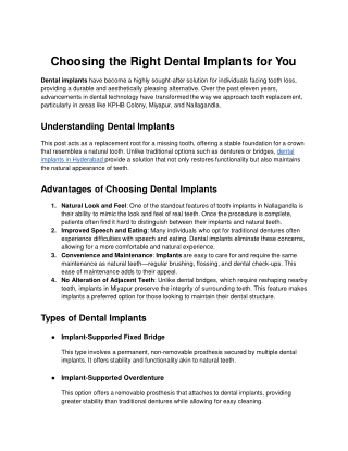 Choosing the Right Dental Implants for You - Google Docs