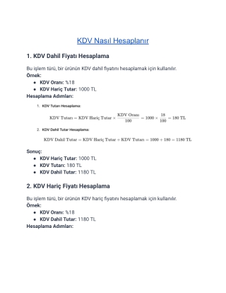 KDV Nasıl Hesaplanır