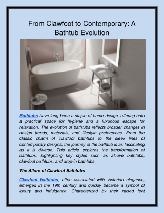 From Clawfoot to Contemporary_ A Bathtub Evolution