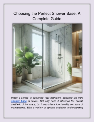 Choosing the Perfect Shower Base_ A Complete Guide