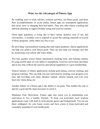 What Are the Advantages of Fitness App