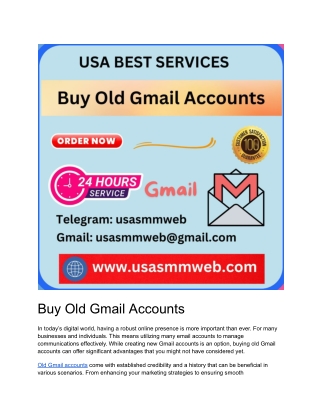 Buy Old Gmail Accounts (100% Bulk, PVA & Verified) 2024