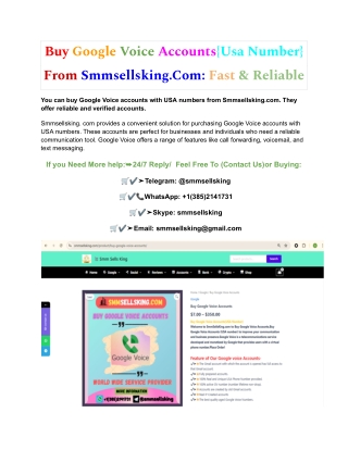How do I quickly Buy Google Voice Accounts{Usa Number} From Smmsellsking