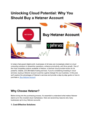 Buy Hetzner Account