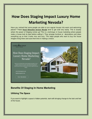 How Does Staging Impact Luxury Home Marketing Nevada?