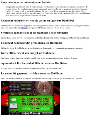 Les meilleures astuces pour gagner gros sur Dublinbet