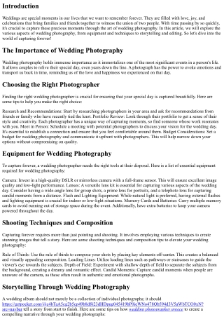 Capturing Forever: The Art of Wedding Photography