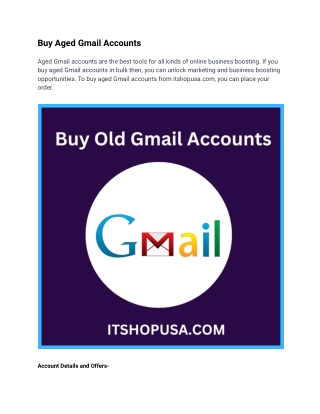 Buy Aged Gmail Accounts