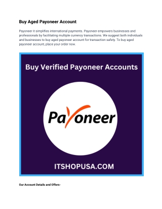 Buy Aged Payoneer Account