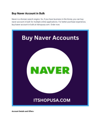 Buy Naver Account in Bulk