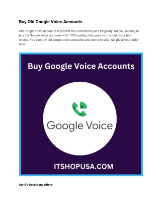 Buy Old Google Voice Accounts