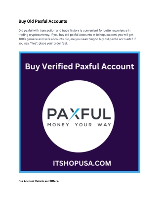 Buy Old Paxful Accounts