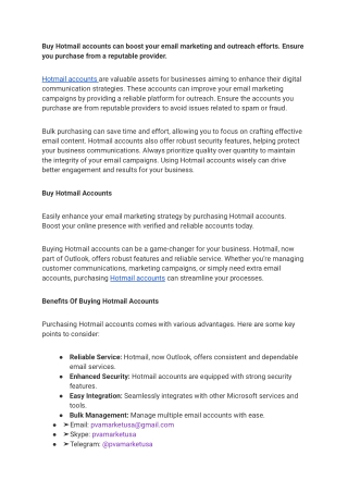 Buy Hotmail accounts