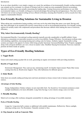 Eco-Friendly Roofing Solutions for Maintainable Residing In Dronten