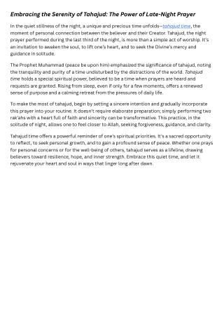 Embracing the Serenity of Tahajud The Power of Late-Night Prayer